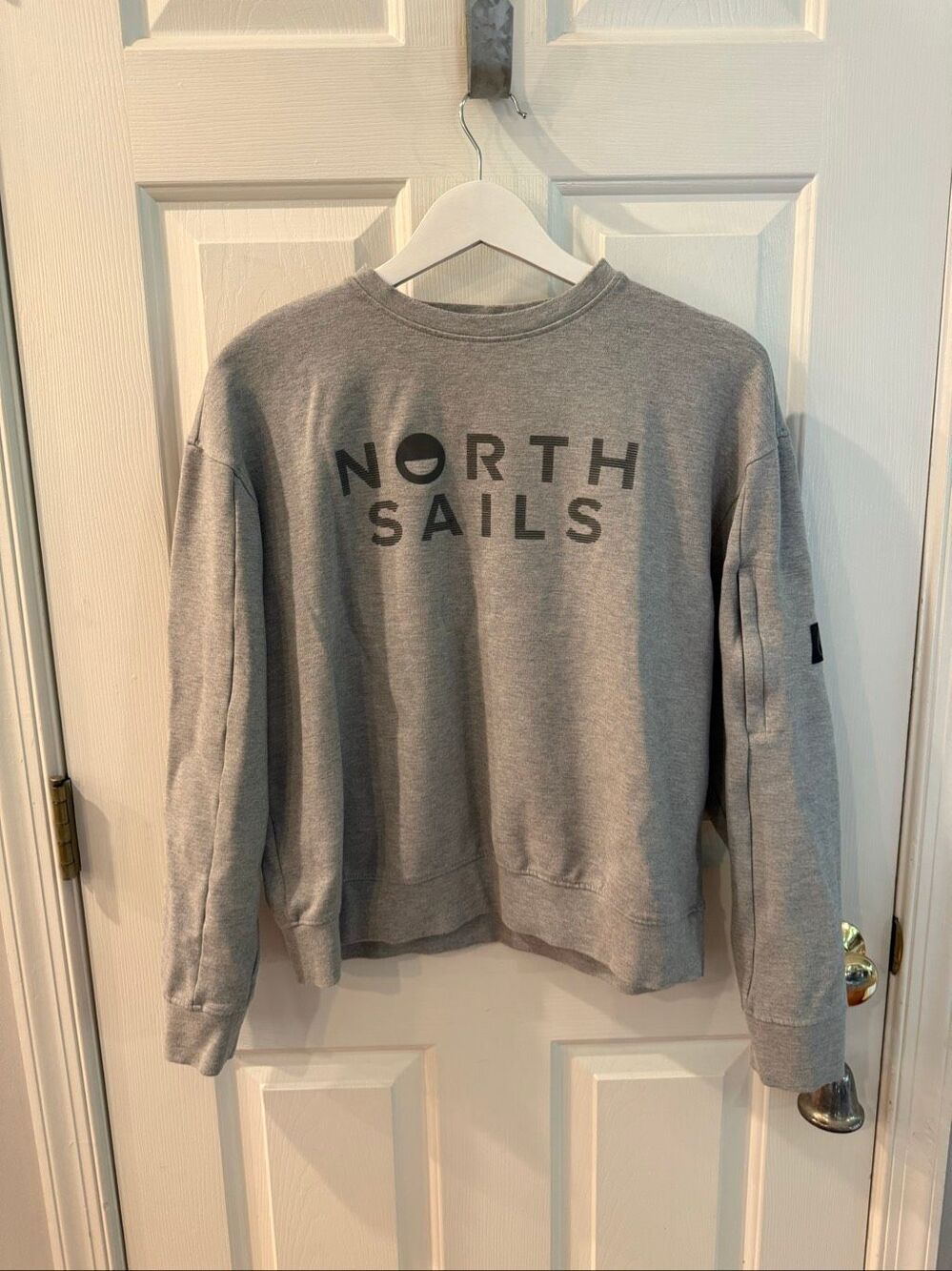 North Sails Gray Shoulder Pocket Scuba Sweatshirt sz S EUC